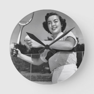 Reloj Redondo Mediano Mujer que juega al tenis 3