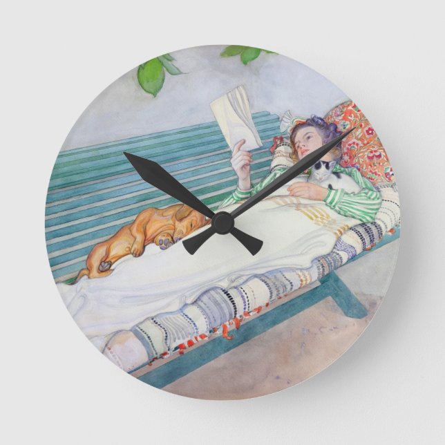 Reloj Redondo Mediano Mujer que miente en un banco, 1913 (w/c en el (Anverso)