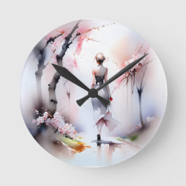 Reloj Redondo Mediano Mujer solitaria caminando