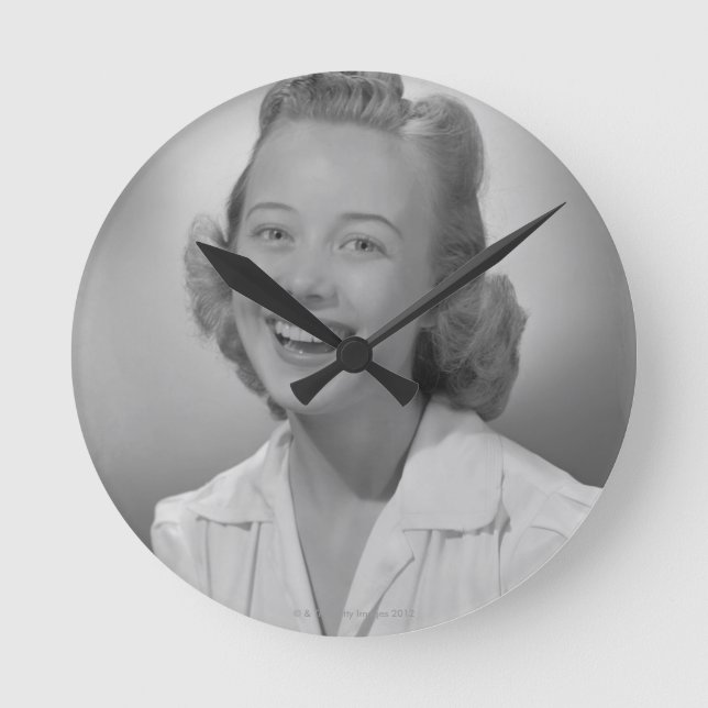 Reloj Redondo Mediano Mujer sonriendo (Anverso)