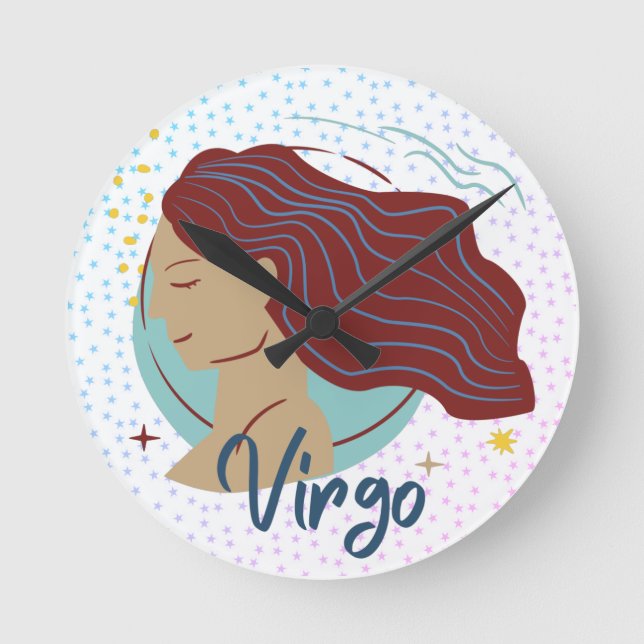 Reloj Redondo Mediano Mujer virgo moderna Zodiac  (Anverso)