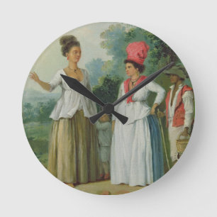 Reloj Redondo Mediano Mujeres indias del oeste del color, con un niño y