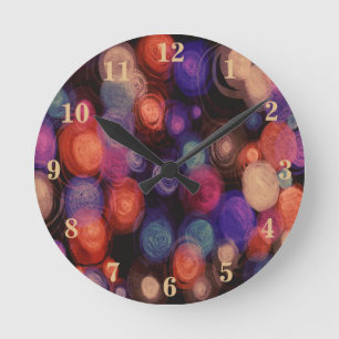 Reloj Redondo Mediano Multicolor Abstracto Geométrico Moderno Círculos B