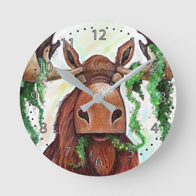 Reloj Redondo Mediano Munching Moose (Anverso)