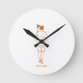 Reloj Redondo Mediano Mundial de Neon Personalizado Papá e Hija
