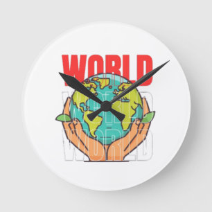 Reloj Redondo Mediano Mundo – Diseño de Globo de Aventura de Viaje