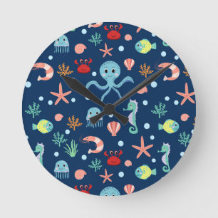 Reloj Redondo Mediano Mundo Marino