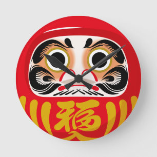 Reloj Redondo Mediano Muñeca Daruma (amuleto tradicional japonés de buen