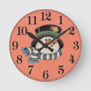 Reloj Redondo Mediano Muñeco de nieve