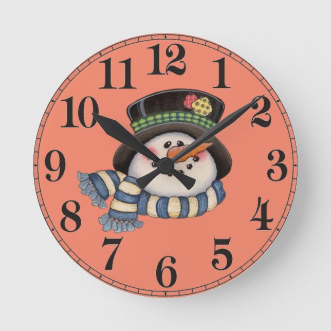 Reloj Redondo Mediano Muñeco de nieve  (Anverso)