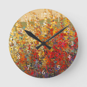 Reloj Redondo Mediano Mural brillante del jardín de los Wildflowers de
