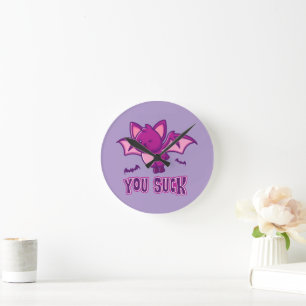 Reloj Redondo Mediano Murciélagos vampiros de Halloween lindos y diverti