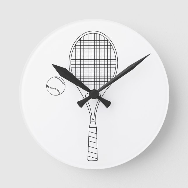 Reloj Redondo Mediano Muro de raqueta de tenis (Anverso)