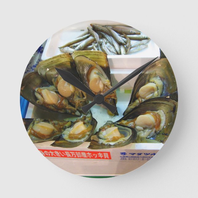 Reloj Redondo Mediano Muselas gigantes Tsukiji Fish Market, Tokio, Japón (Anverso)