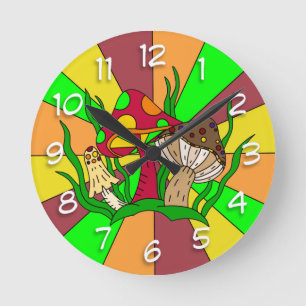 Reloj Redondo Mediano Mushoms Retro Magic