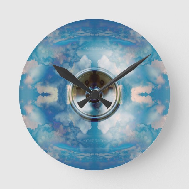 Reloj Redondo Mediano Music speaker and cloudy blue sky (Anverso)