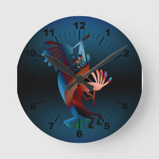 Reloj Redondo Mediano Música azul de Kokopelli 2