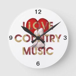 Reloj Redondo Mediano Música country del amor de la CAMISETA I