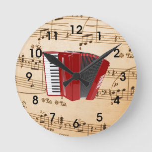 Reloj Redondo Mediano Música de acordeón, diseño popular,