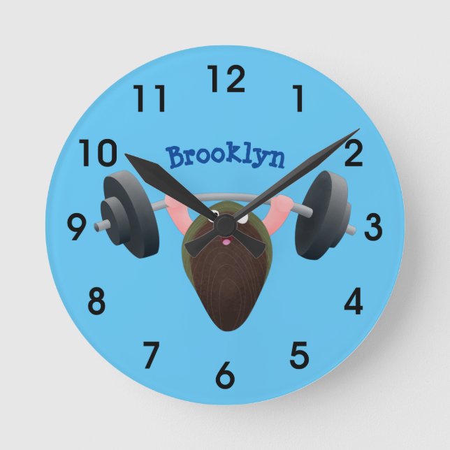 Reloj Redondo Mediano Mussel gracioso trabajando en ilustracion personal (Anverso)