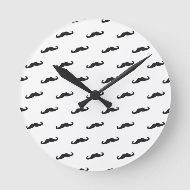 Reloj Redondo Mediano Mustache hipster pattern 2 (Anverso)