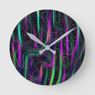 Reloj Redondo Mediano MUY GENIAL Patrón curvo multicolor neón