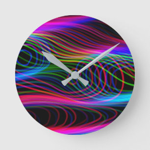 Reloj Redondo Mediano MUY GUAY Neon Multicolored Curved Lines