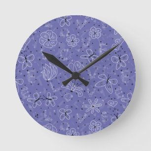 Reloj Redondo Mediano Muy Peri Butterfly LOVE - patrón sin fisuras.