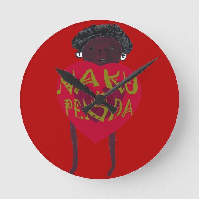 Reloj Redondo Mediano My Valentine love you Nakupenda Kenya Swahili Art. (Anverso)