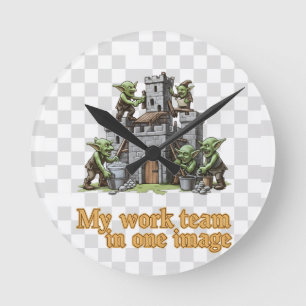 Reloj Redondo Mediano My Work Team Funny Goblin Humor clock