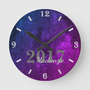 Reloj Redondo Mediano Mystic-Topaz Grad   Agosto Púrpura Rosa Azul Año