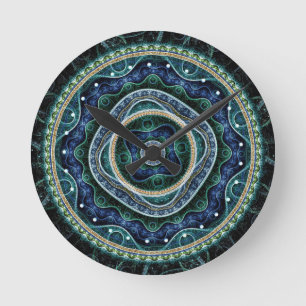 Reloj Redondo Mediano Mystical Grand Royal Julian Fractal Mandala Art