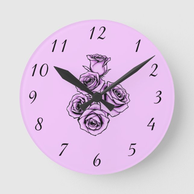 Reloj Redondo Mediano Mystical Purple Rose (Anverso)