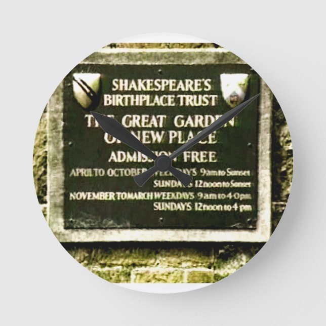 Reloj Redondo Mediano Nacimiento de Stratford-upon-Avon Shakespeare, jGi (Anverso)