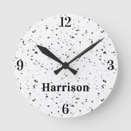 Reloj Redondo Mediano Name || Retro Home Office Terrazzo Chips 8-in