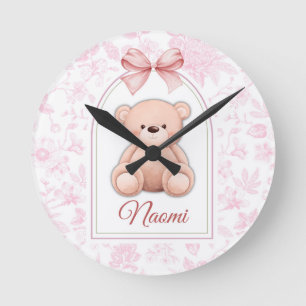 Reloj Redondo Mediano Naomi Diseño de guardería de osito rosado person