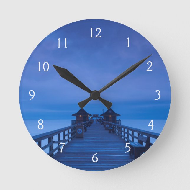 Reloj Redondo Mediano Nápoles Pier, amanecer (Anverso)
