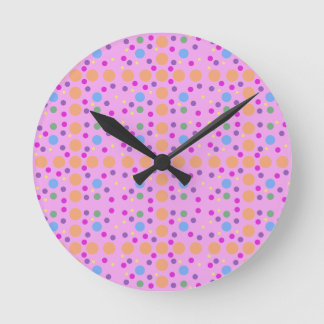 Reloj Redondo Mediano Naranja azul amarillo rosa puntos verdes