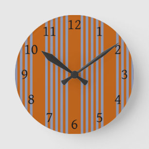Reloj Redondo Mediano Naranja azul-gris y quemado de cinco rayas
