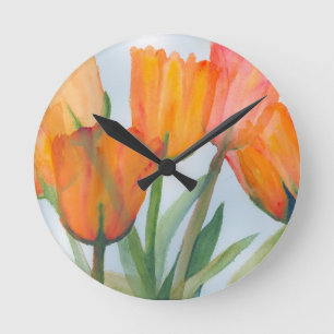 Reloj Redondo Mediano Naranja Citrus Tulips