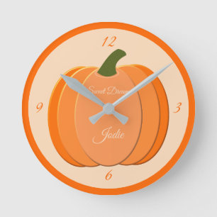 Reloj Redondo Mediano Naranja Cuta Sexo Personalizado Neutral Calabaza N