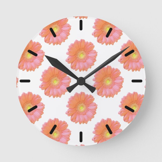 Reloj Redondo Mediano Naranja gerbera daisy (Anverso)
