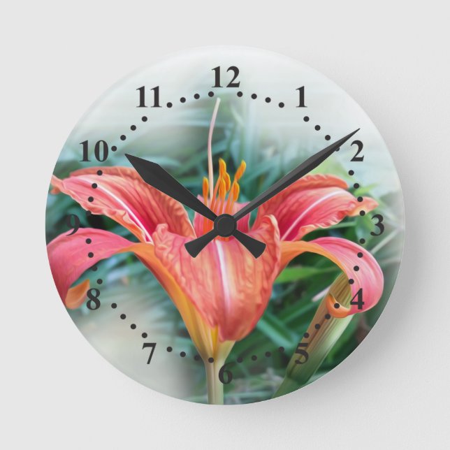 Reloj Redondo Mediano naranja lily (Anverso)