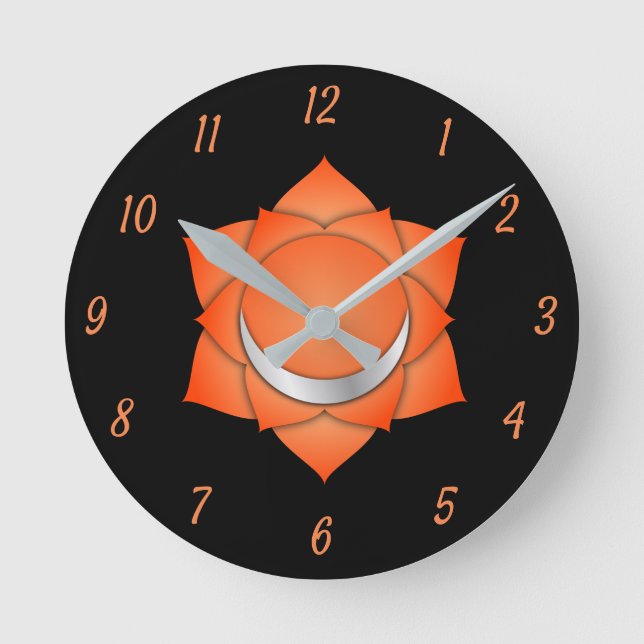 Reloj Redondo Mediano Naranja Sacral Chakra Chi Zen Yoga Espiritual (Anverso)