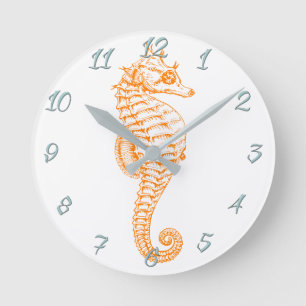 Reloj Redondo Mediano Naranja Seahorse