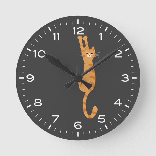 Reloj Redondo Mediano Naranja Tabby Cat Colgado En Funny (Anverso)
