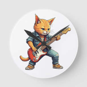 Reloj Redondo Mediano Naranja tocando la guitarra
