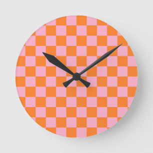 Reloj Redondo Mediano Naranja y rosa de verificación