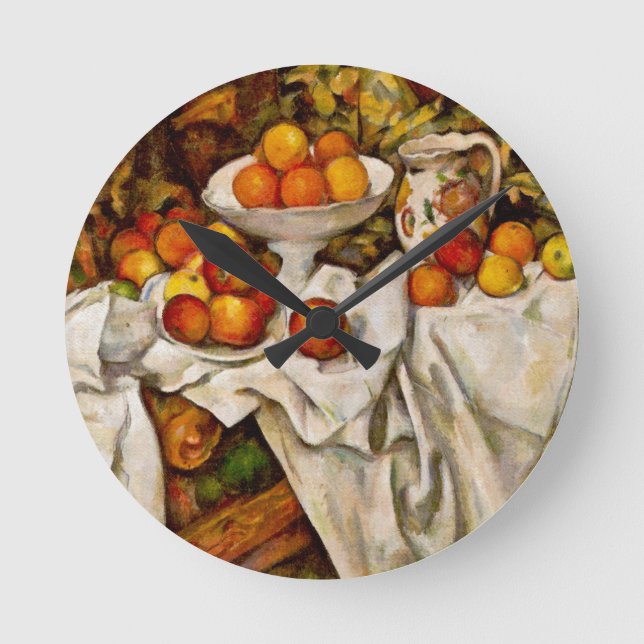 Reloj Redondo Mediano Naranjas de Paul Cezanne Apples Impresionismo (Anverso)