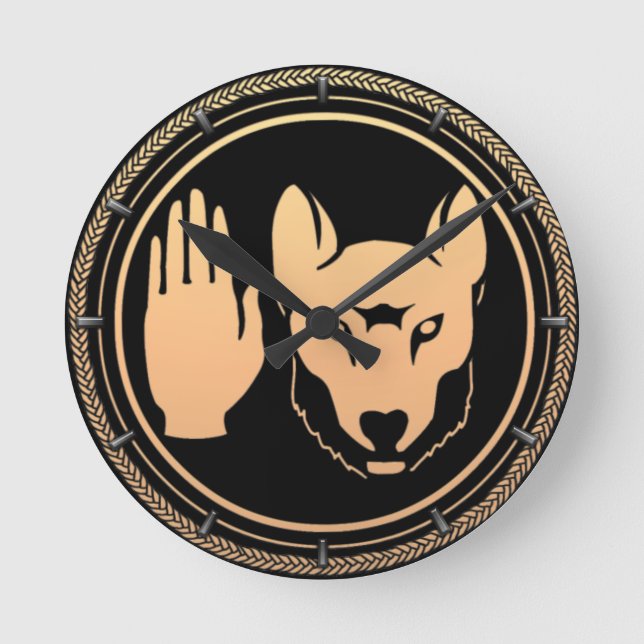 Reloj Redondo Mediano Native Clock Custom First Nation Wolf Wall Clock (Anverso)
